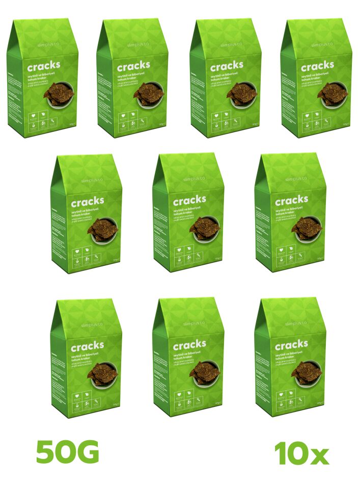 10 Paket Zeytin Biberiyeli Glutensiz Vegan Tohum Kraker Cracks 50gr
