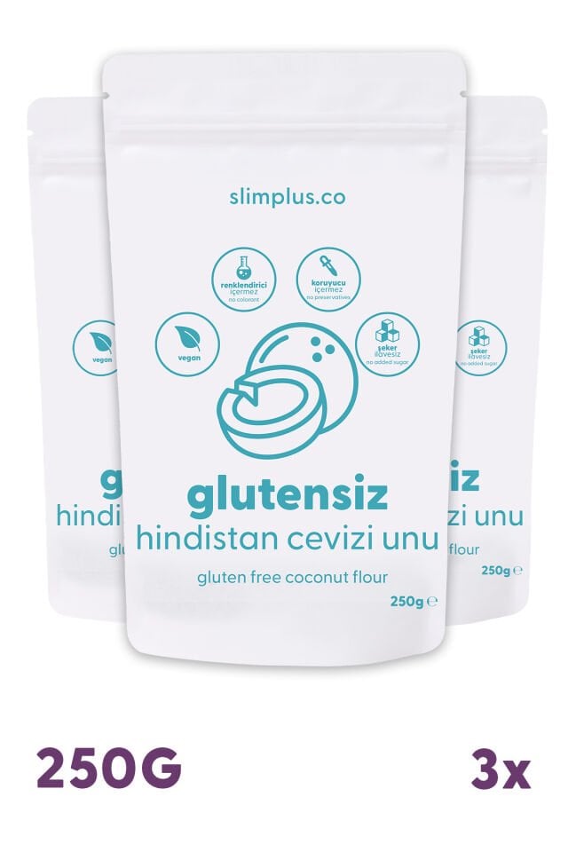 3 Paket 250G Glutensiz Hindistan Cevizi Unu