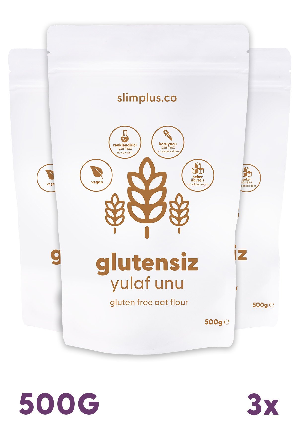 3 Paket 500G Glutensiz Yulaf Unu