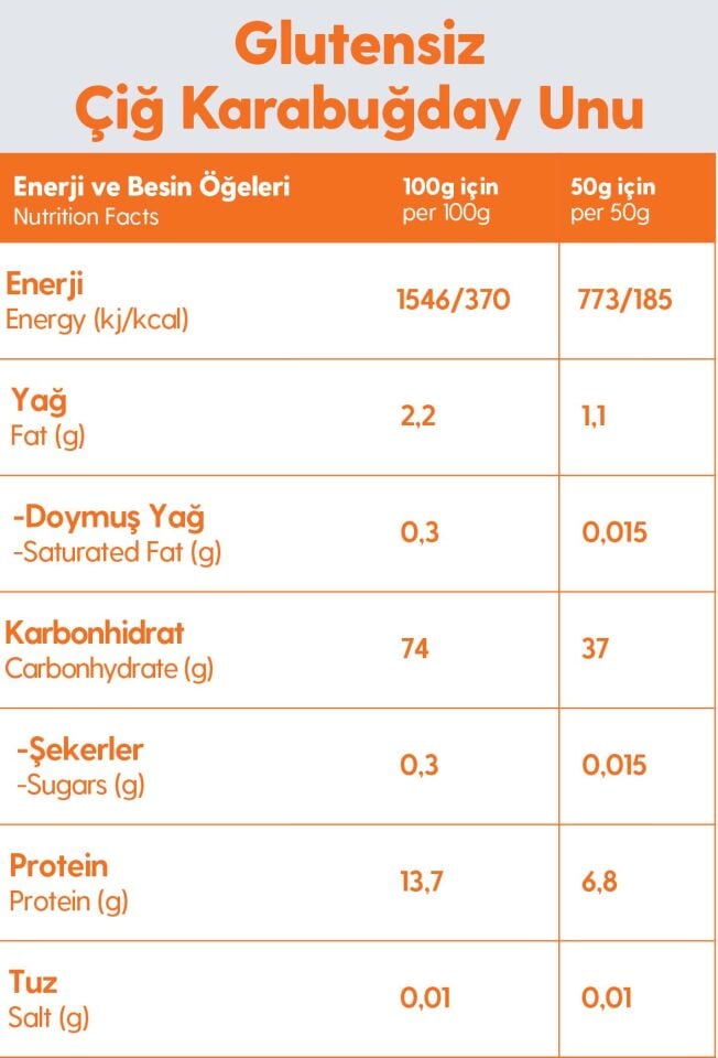 500G Glutensiz Çiğ Karabuğday Unu