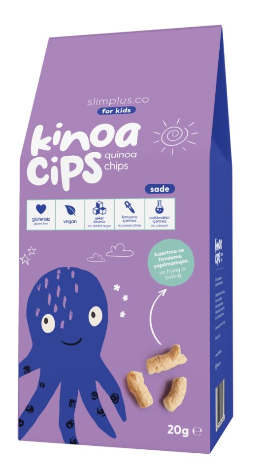 5 Paket 20G Sade Kinoa Cipsi for Kids Glutensiz Vegan Yağsız Cips Çocuklara Özel Ambalaj Bebek Ahtapot