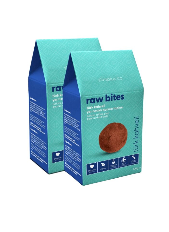 2 Paket Türk Kahveli Glutensiz Vegan Yerfıstıklı Hurma Topları Raw Bites 100G