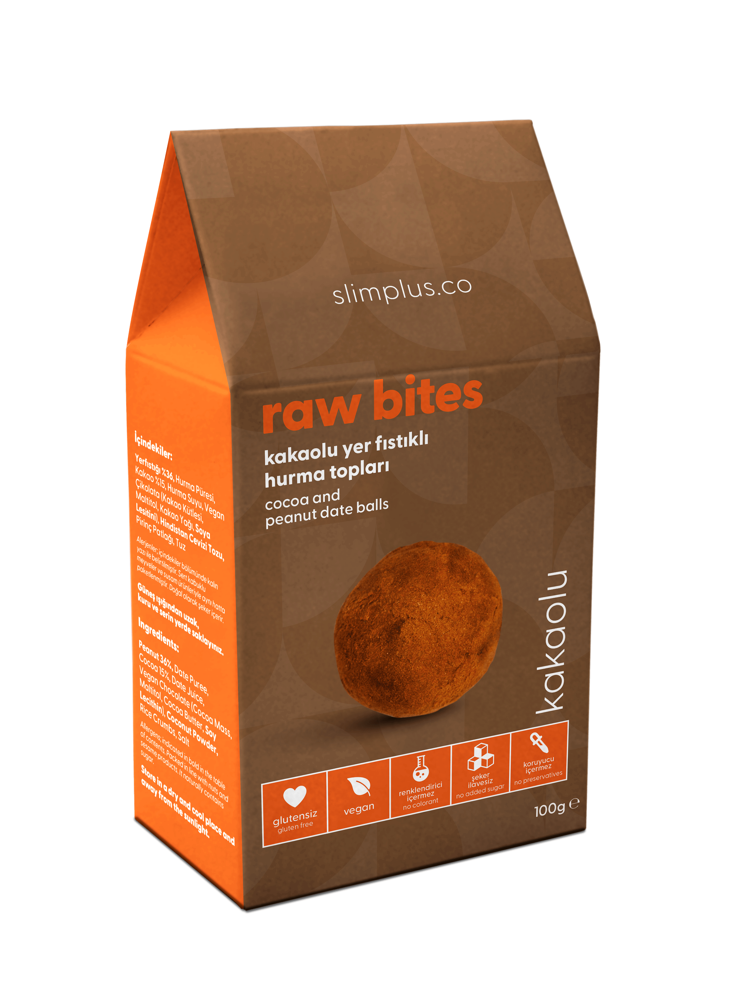 Kakao Kaplı Glutensiz Vegan Yerfıstıklı Hurma Topları Raw Bites 100gr