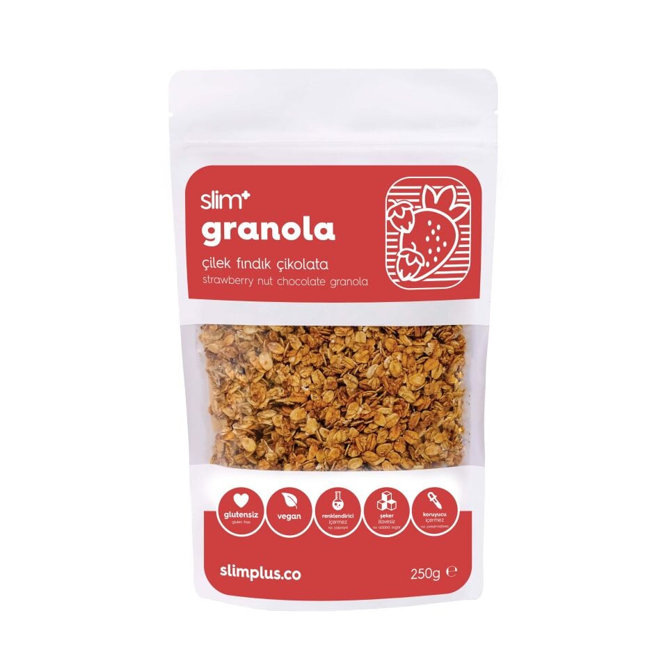 Çikolata + Çilek + Fındık Glutensiz Granola 250gr