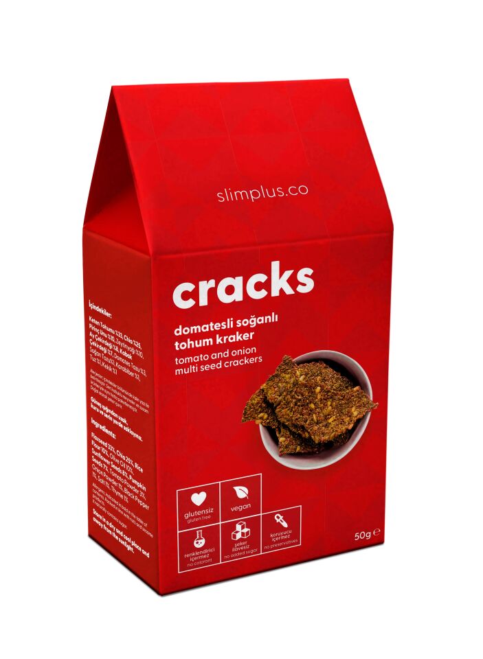 Domates Soğanlı Glutensiz Vegan Tohum Kraker Cracks 50gr
