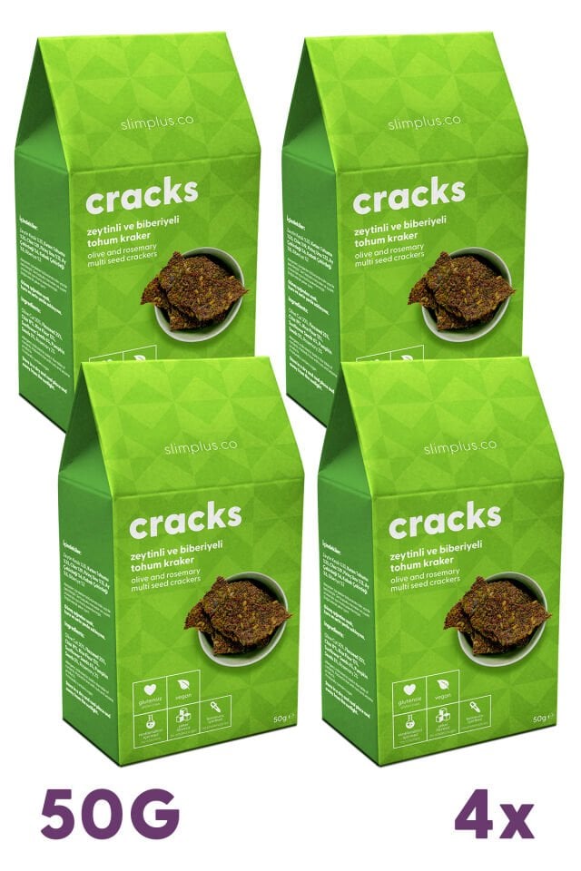 4 Paket Zeytin Biberiyeli Glutensiz Vegan Tohum Kraker Cracks 50gr