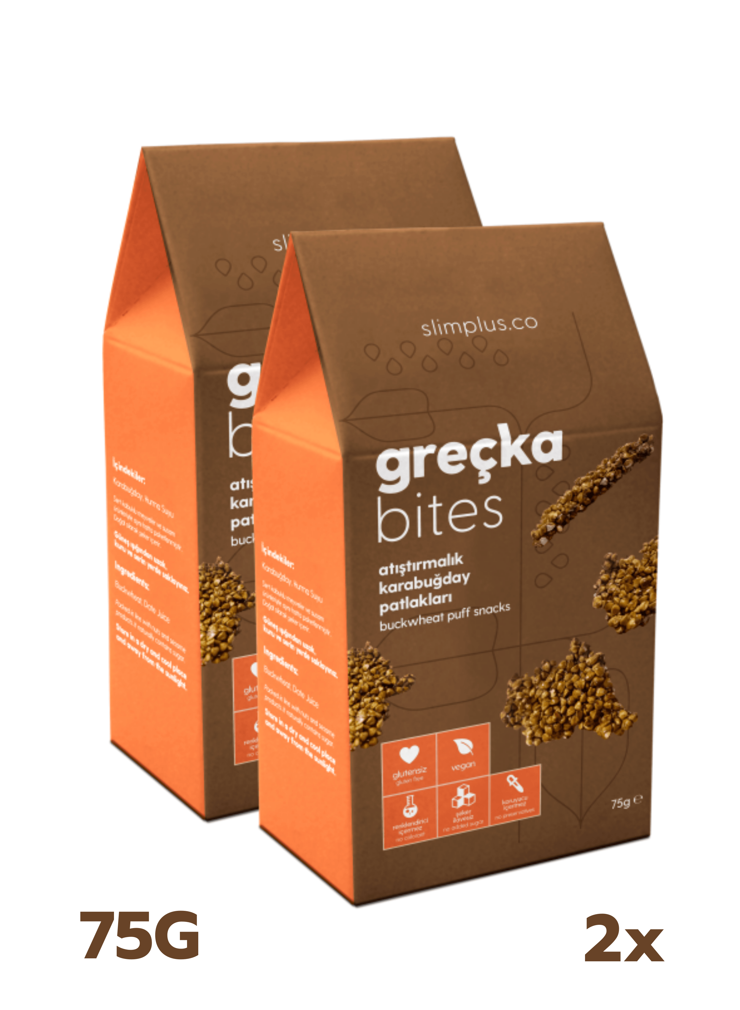 2 Paket Glutensiz Vegan Greçka Bites Atıştırmalık Kakaolu Karabuğday Lokmaları 75G