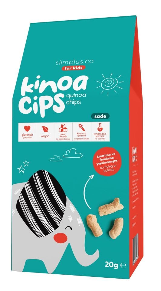 2 Paket 20 GR. Sade Kinoa Cips For Kids Tatlı Fil ve Neşeli Yengeç