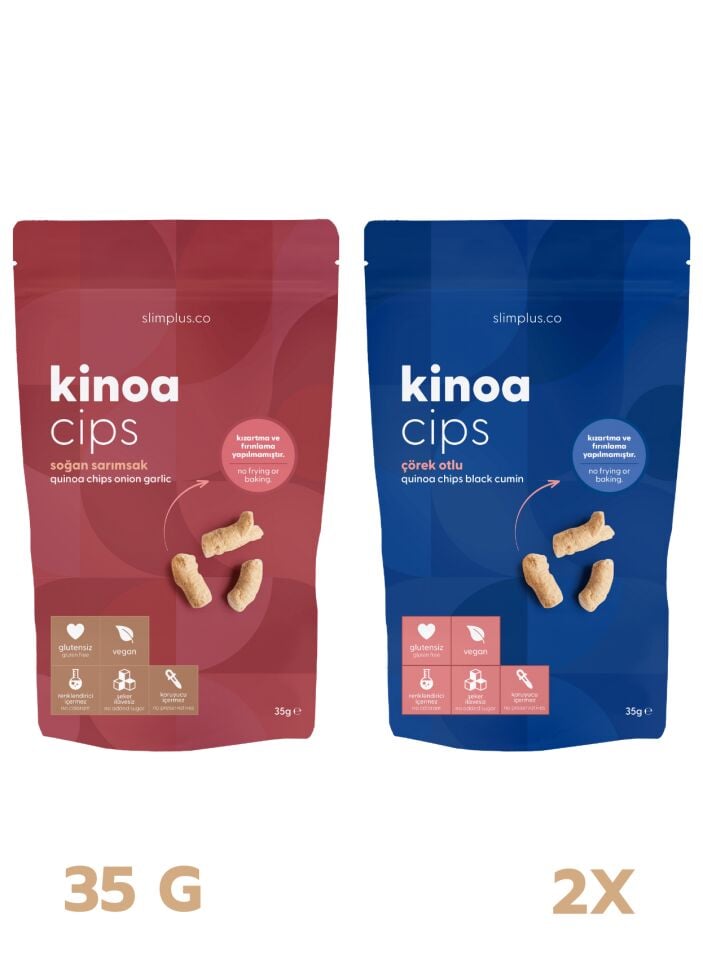 2 Paket 35G Glutensiz Vegan Yağsız Kinoa Cips Mix Paket