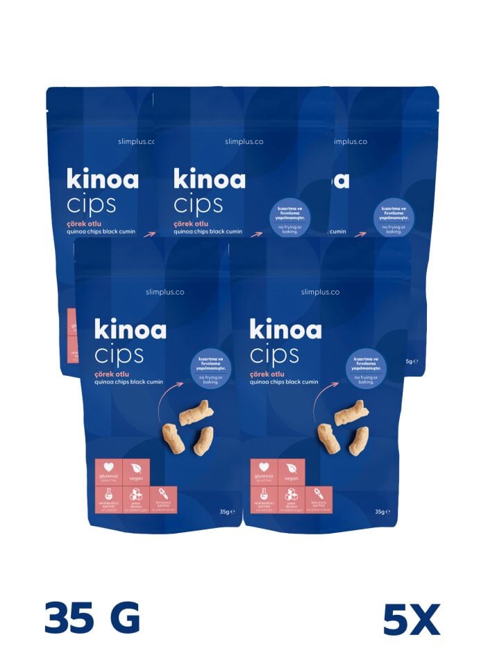 5 Paket 35G Glutensiz Vegan Yağsız Çörekotlu Kinoa Cips