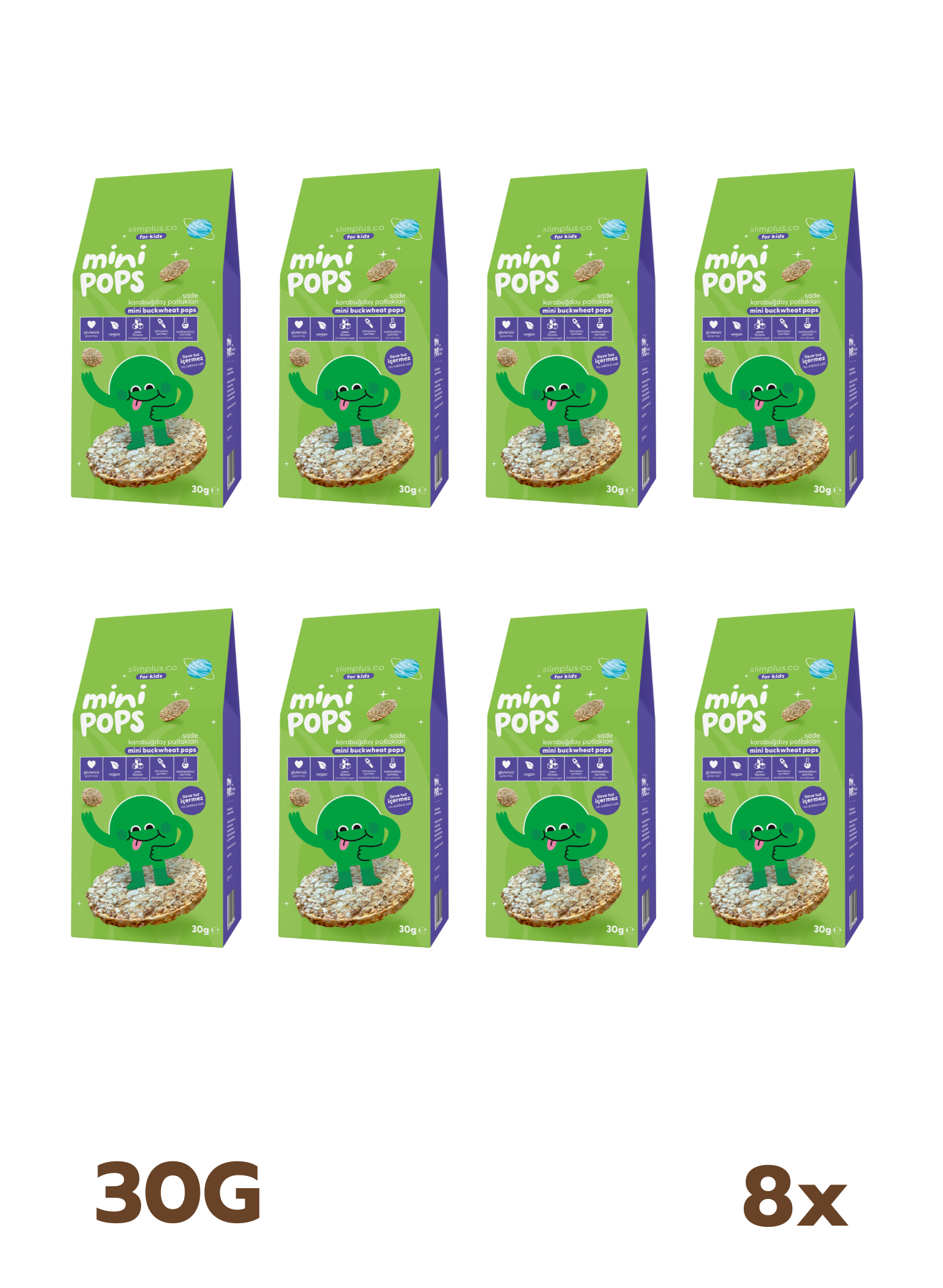 8 Paket Mini Pops Atıştırmalık Karabuğday Patlakları 30G