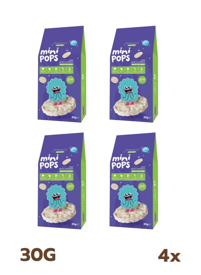 4 Paket Mini Pops Atıştırmalık Pirinç Patlakları 30G