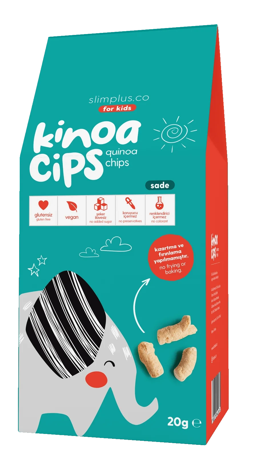 Kinoa Cips Tatlı Fil ambalajı