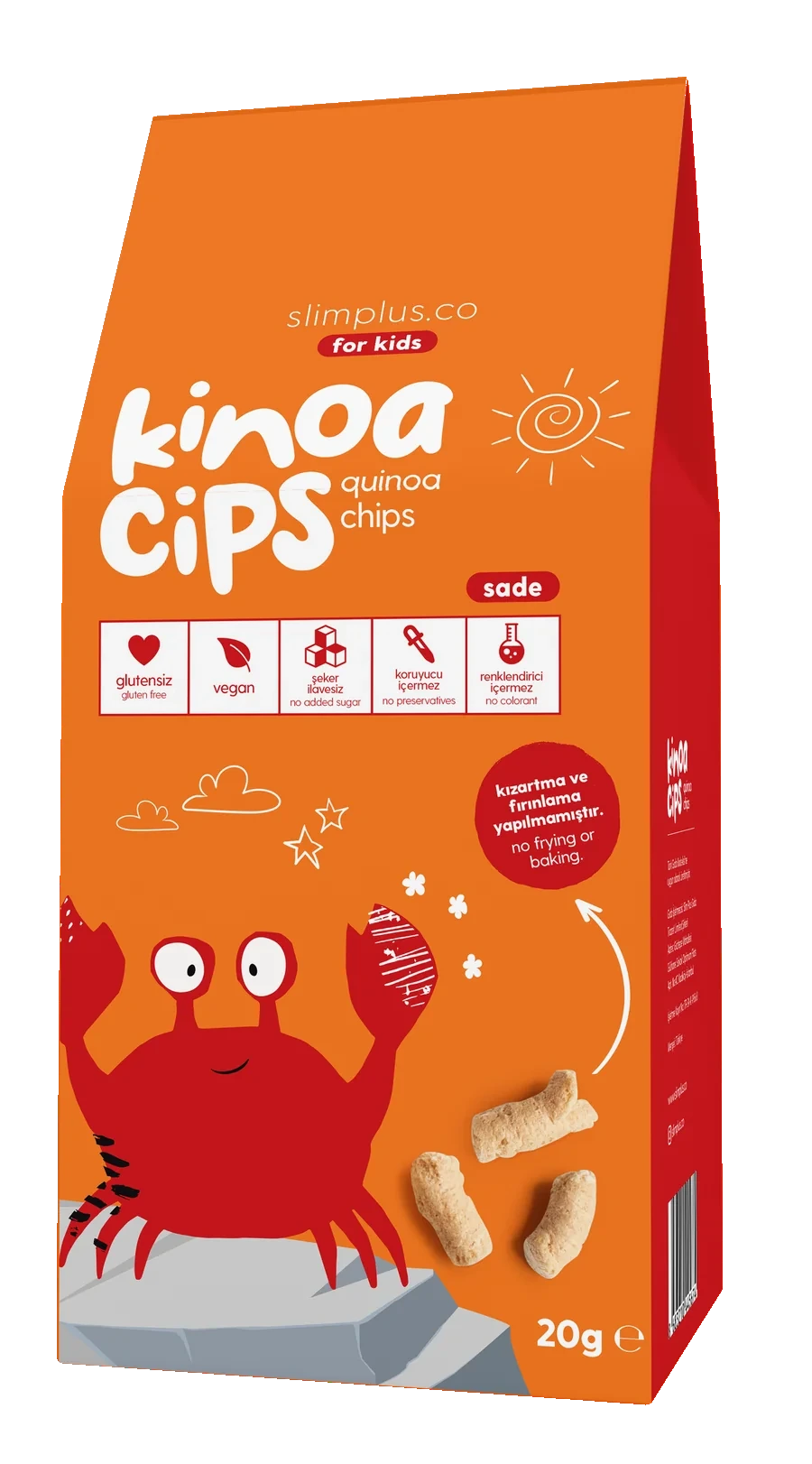 Kinoa Cips Neşeli Yengeç ambalajı
