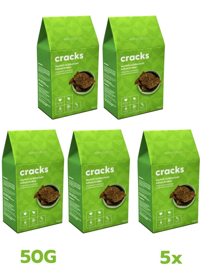 Tohum Kraker Zeytin Biberiyeli Cracks – Glutensiz Vegan Katkısız (5 x 50G)