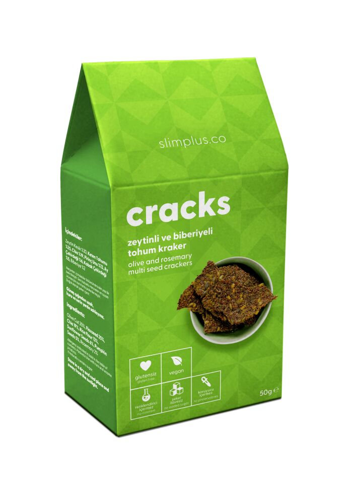 Tohum Kraker Zeytin Biberiyeli Cracks – Glutensiz Vegan Katkısız (5 x 50G)