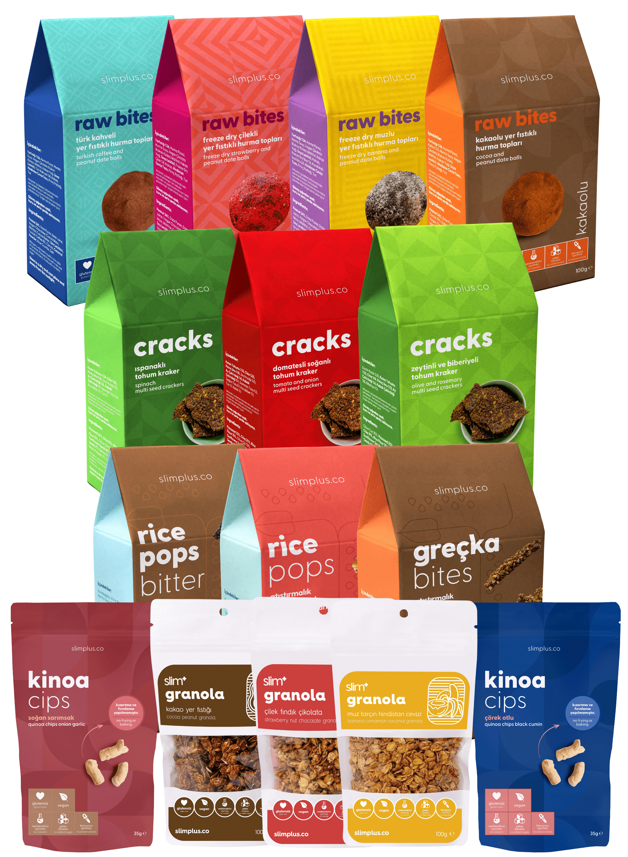 Glutensiz, Vegan, İlave Şekersiz Mega Atıştırmalık Kutusu