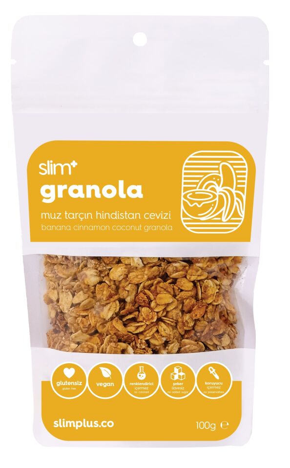 Granola Muz Tarçın Hindistan Cevizi – Glutensiz Vegan Şekeri Meyveden Katkısız (10 x 100G)