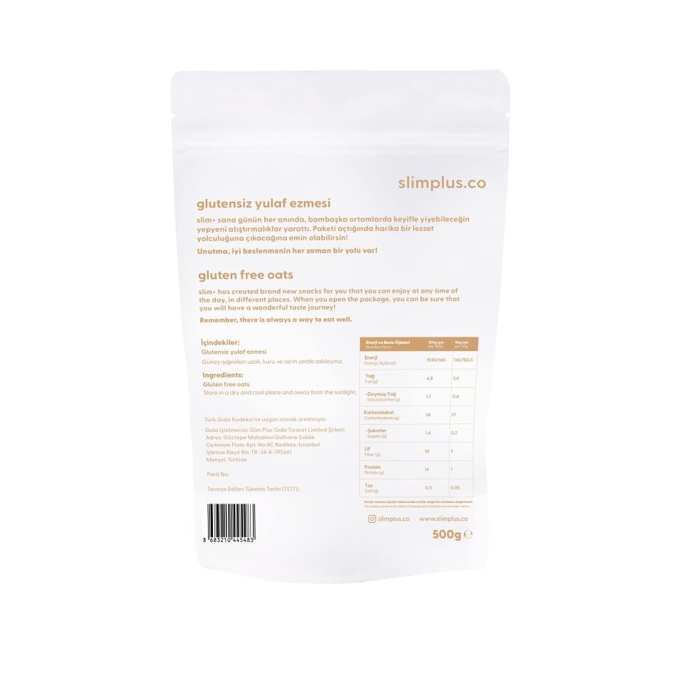 500G Glutensiz Yulaf Ezmesi