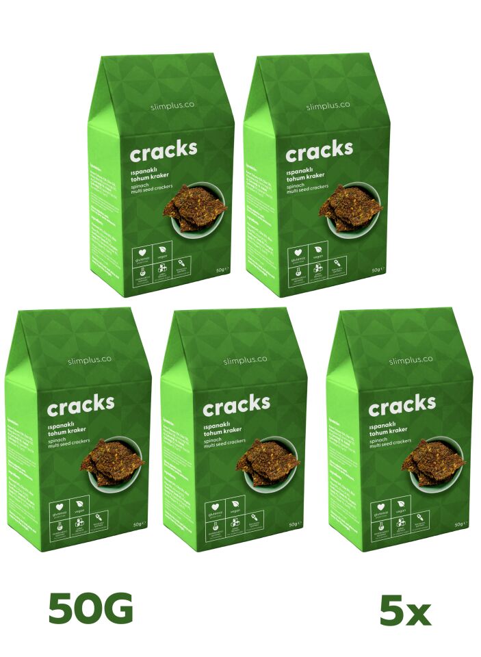 Tohum Kraker Ispanaklı Cracks – Glutensiz Vegan Katkısız (5 x 50G)