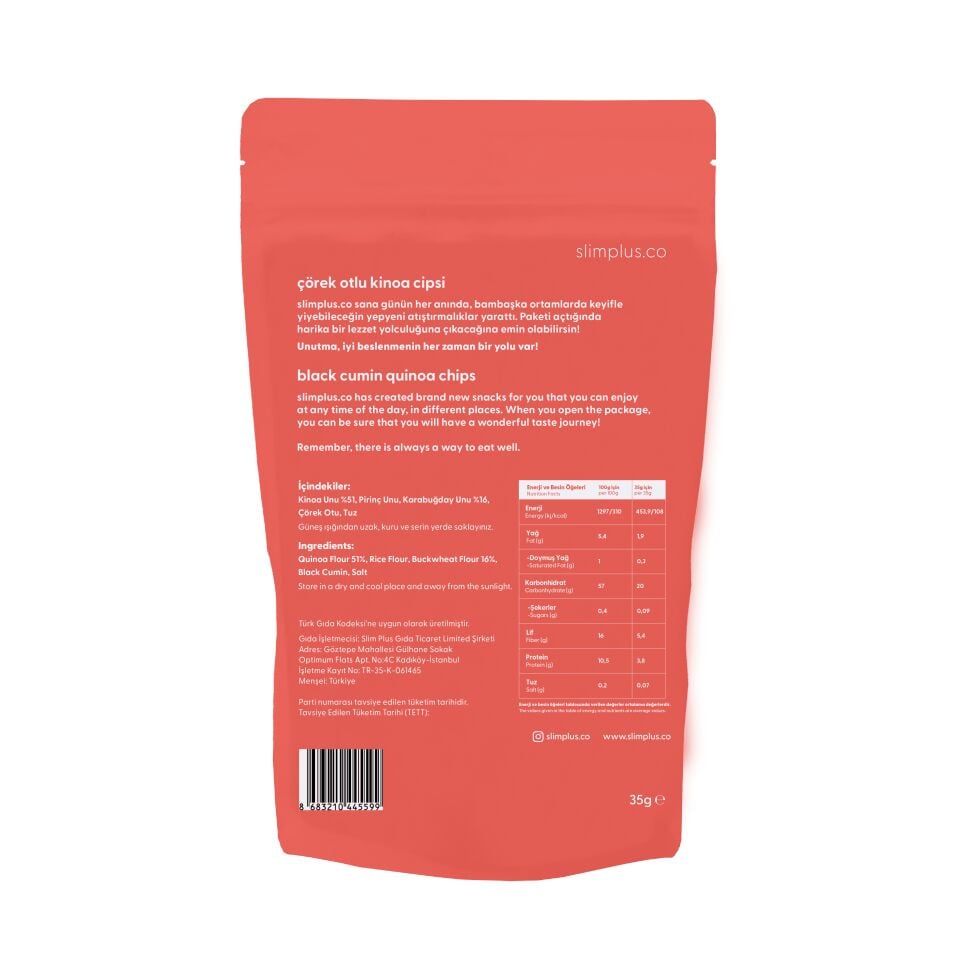 Kinoa Cipsi Çörekotlu – Glutensiz Vegan Yağsız Katkısız (3 x 35G)