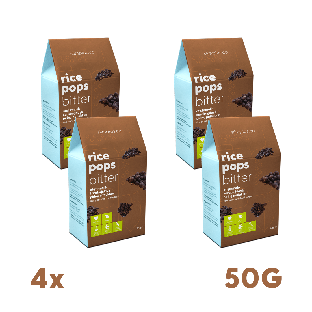 Karabuğdaylı Pirinç Patlakları Kakaolu Rice Pops Bitter – Glutensiz Vegan Katkısız (4 x 50G)