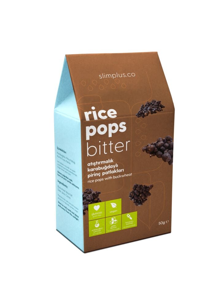 Karabuğdaylı Pirinç Patlakları Kakaolu Rice Pops Bitter – Glutensiz Vegan Katkısız (4 x 50G)