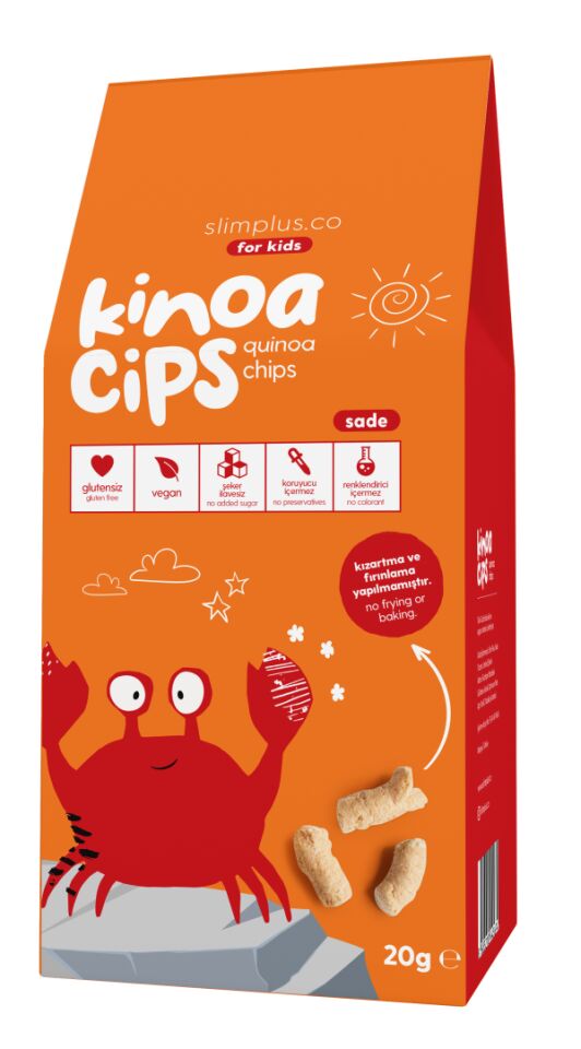 Kinoa Cipsi Neşeli Yengeç – Glutensiz Vegan Yağsız Çocuk Atıştırmalıkları (5 x 20G)