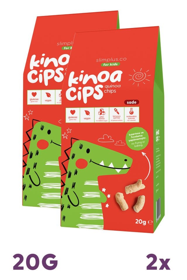 Kinoa Cipsi Sevimli Dinozor – Glutensiz Vegan Yağsız Çocuk Atıştırmalıkları (2 x 20G)