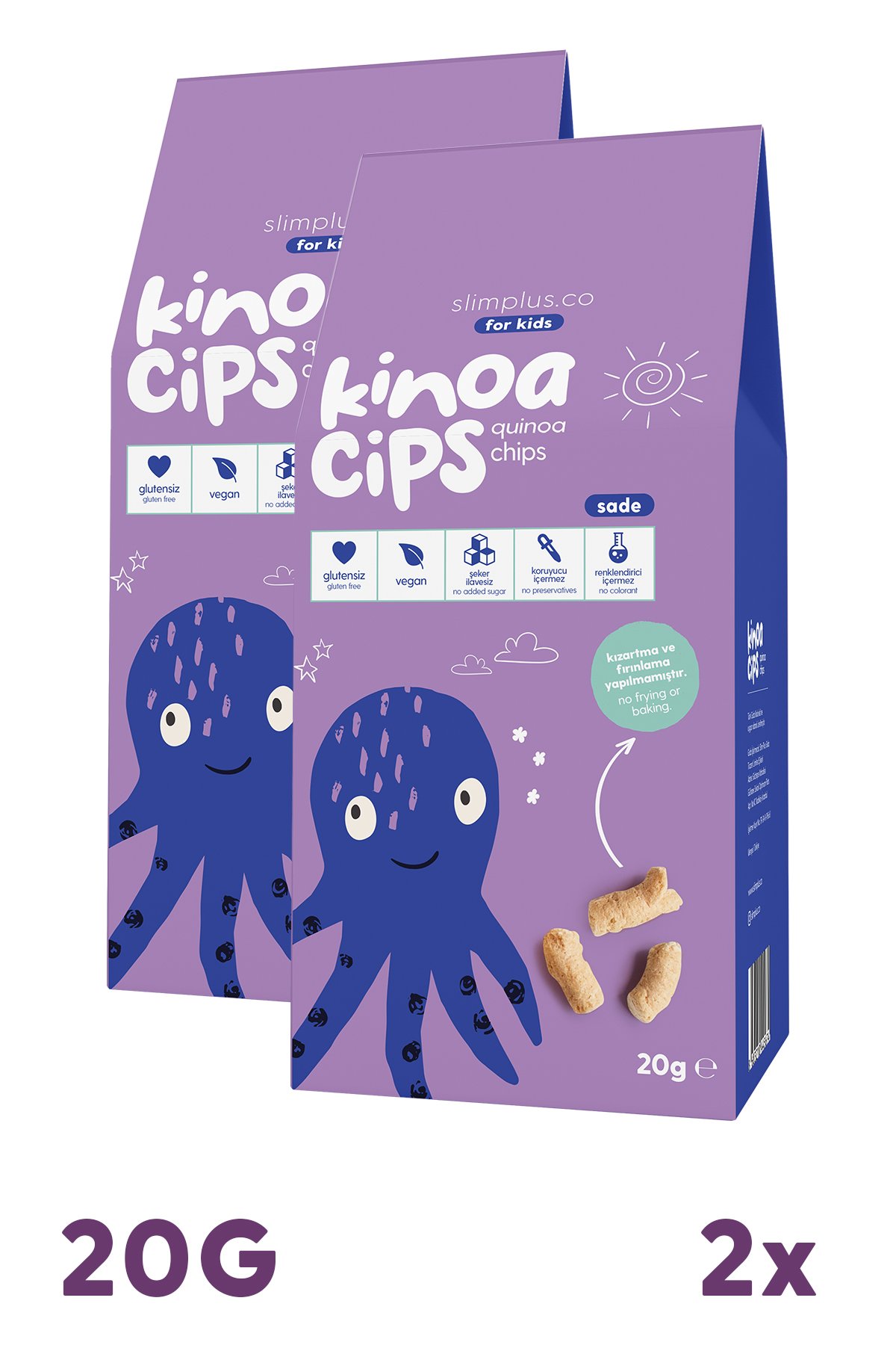 Kinoa Cipsi Bebek Ahtapot – Glutensiz Vegan Yağsız Çocuk Atıştırmalıkları (2 x 20G)