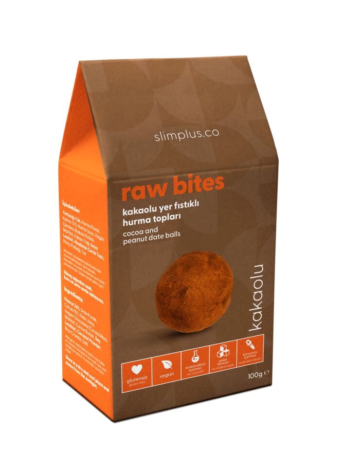 Kakao Kaplı Glutensiz Vegan Yerfıstıklı Hurma Topları Raw Bites 100gr