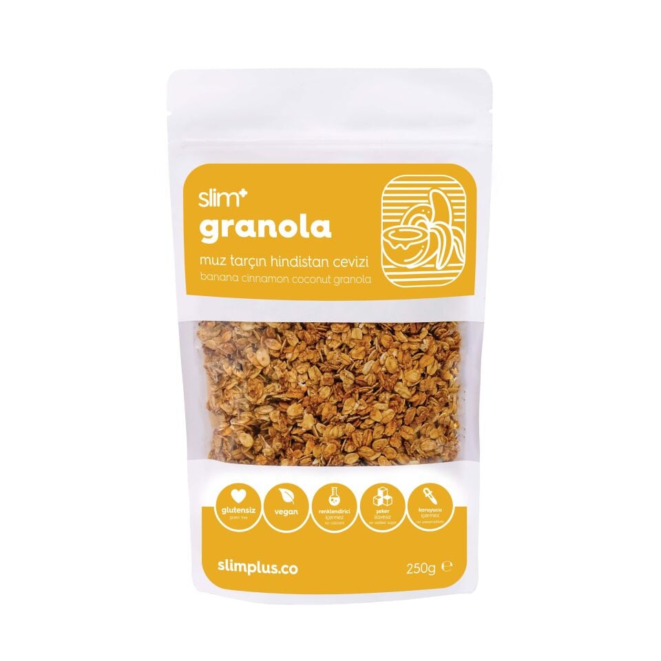 Granola Muz Tarçın Hindistan Cevizi – Glutensiz Vegan Şekeri Meyveden Katkısız 250G