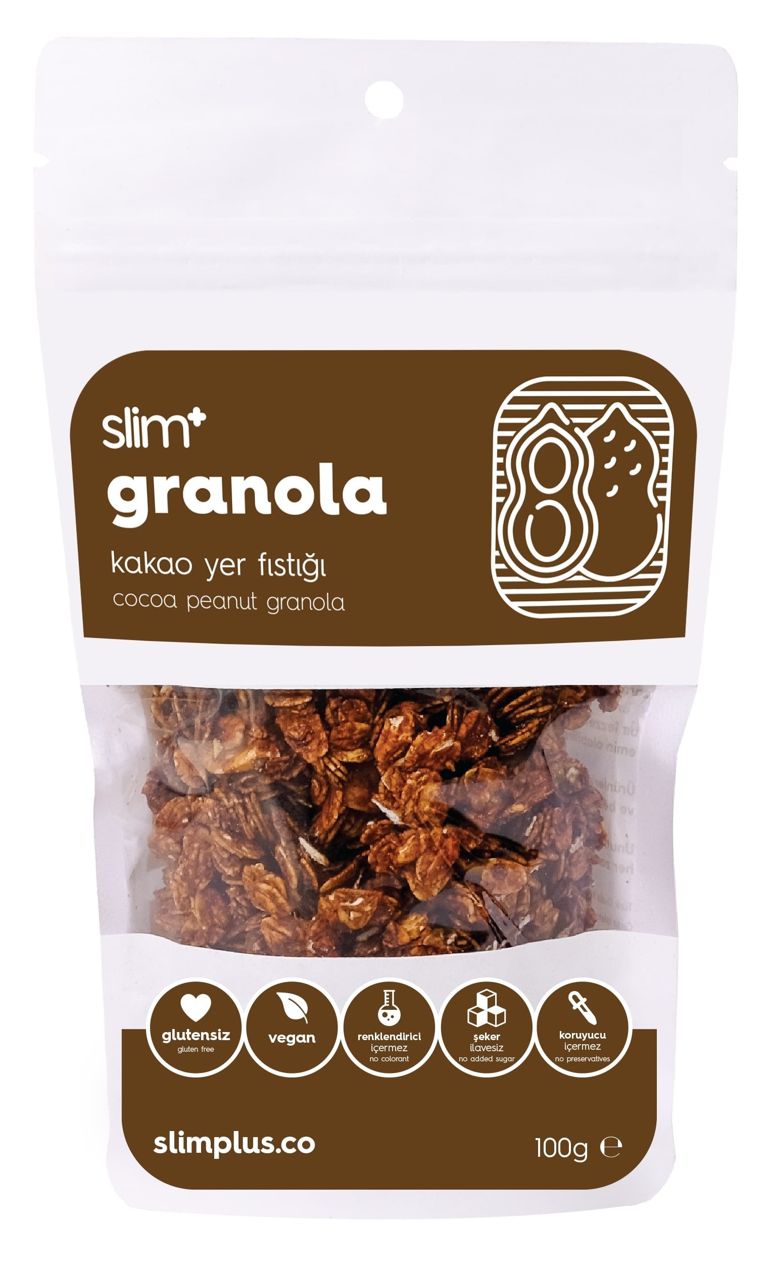 Granola Kakao Yer Fıstığı – Glutensiz Vegan Şekeri Meyveden Katkısız 100G