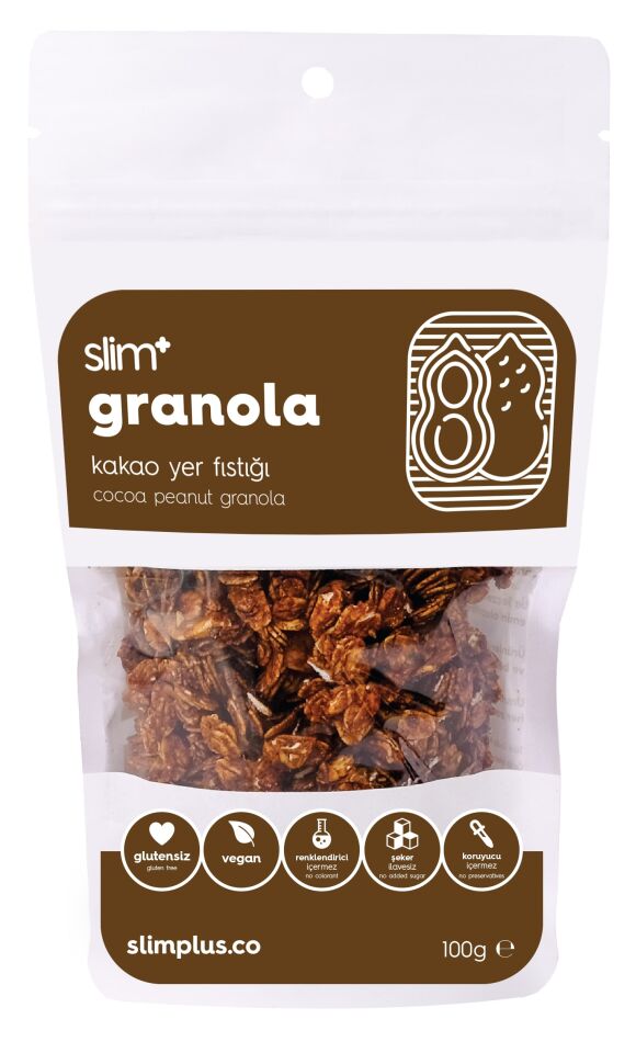 Granola Kakao Yer Fıstığı – Glutensiz Vegan Şekeri Meyveden Katkısız 100G