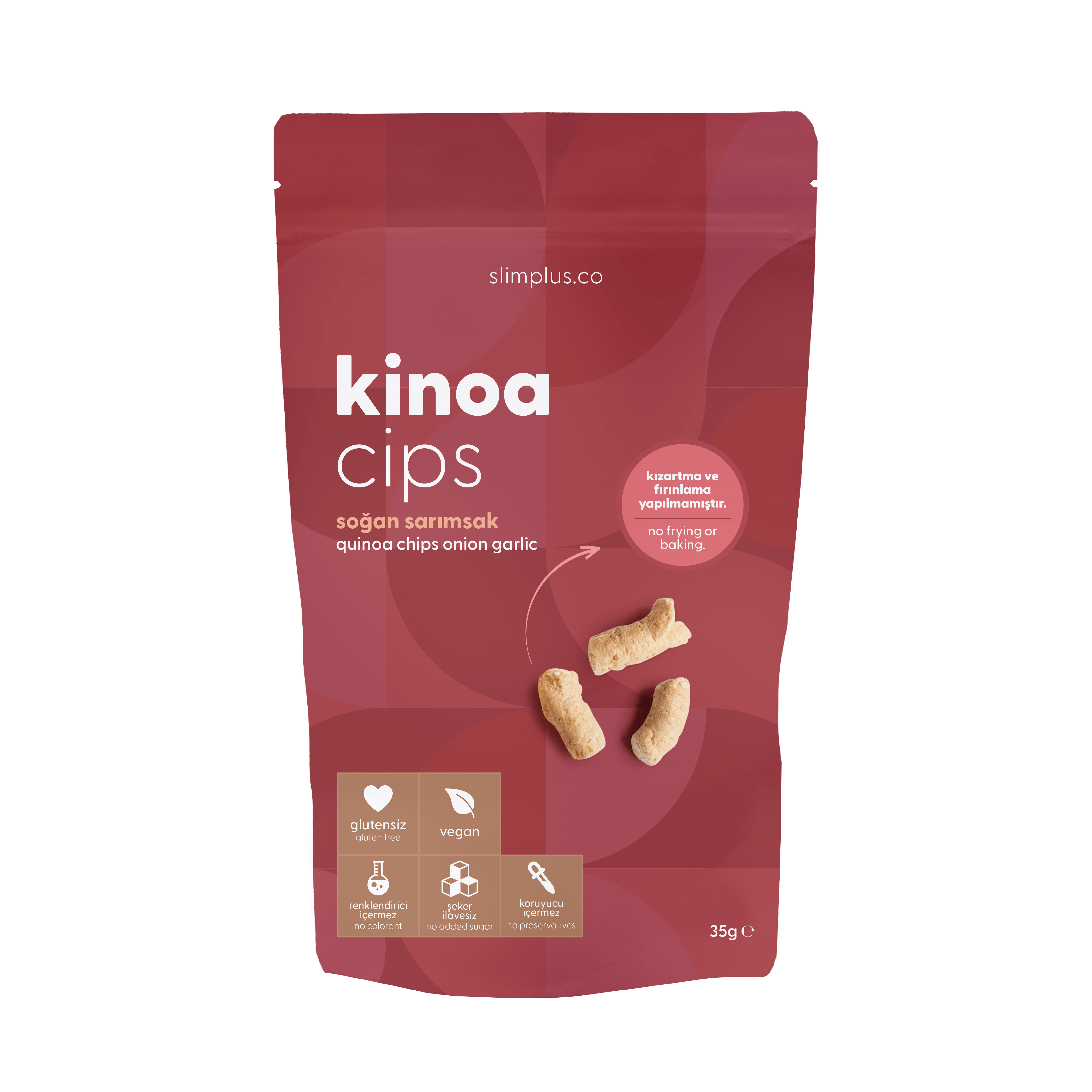 Kinoa Cipsi Soğan Sarımsaklı – Glutensiz Vegan Yağsız Katkısız 35G