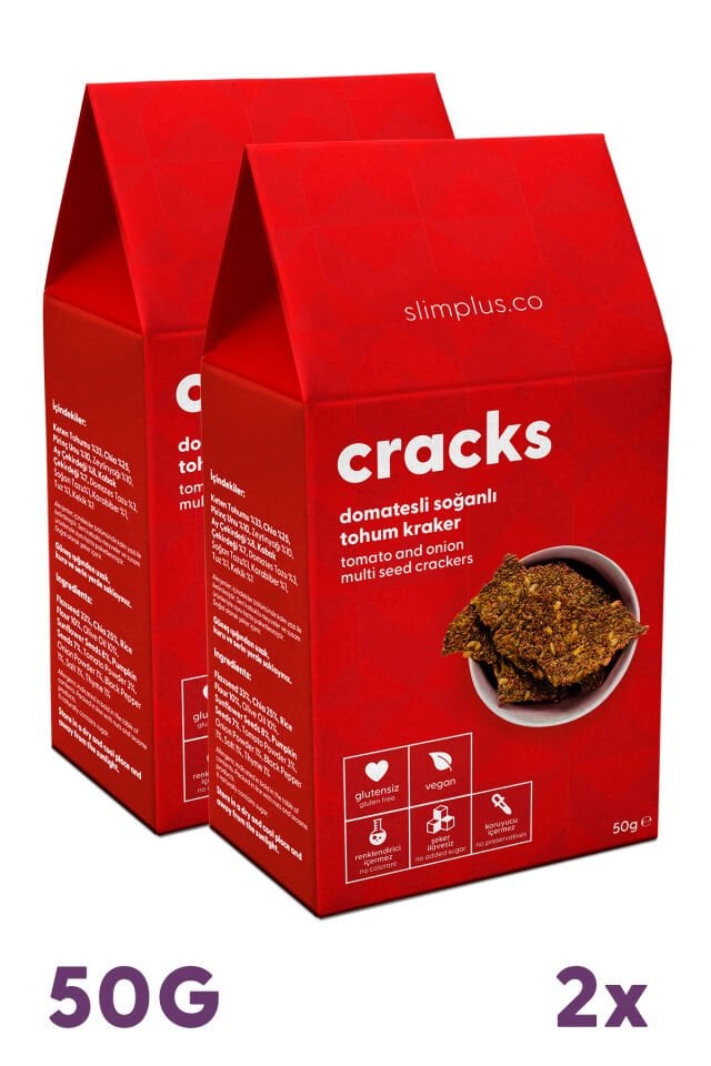 Tohum Kraker Domates Soğanlı Cracks – Glutensiz Vegan Katkısız (2 x 50G)