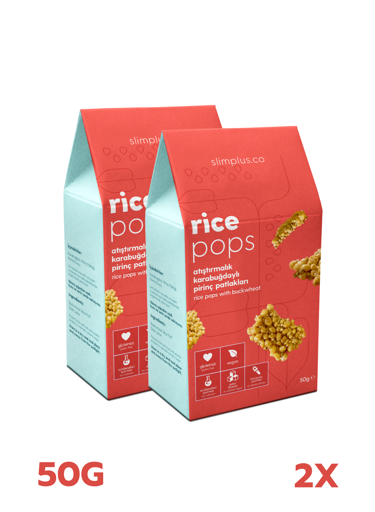 Karabuğdaylı Pirinç Patlakları Rice Pops – Glutensiz Vegan Katkısız (2 x 50G)