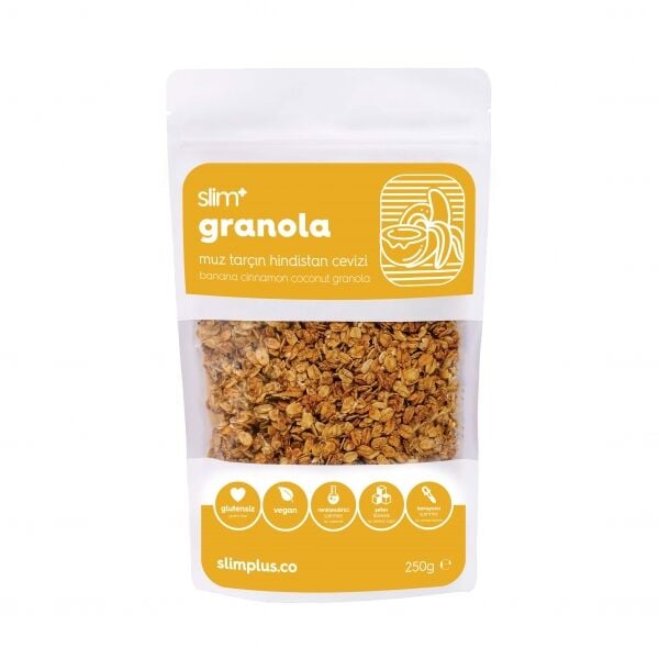 Granola Muz Tarçın Hindistan Cevizi ve Yulaf Ezmesi Avantaj Paketi – Glutensiz Vegan Şekeri Meyveden (250G ve 500G)