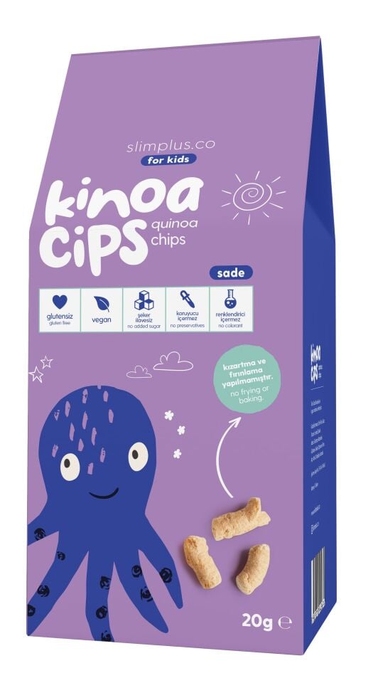 Kinoa Cipsi Tatlı Fil ve Bebek Ahtapot – Glutensiz Vegan Yağsız Çocuk Atıştırmalıkları (2 x 20G)