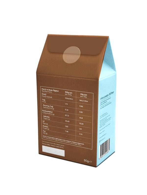 Karabuğdaylı Pirinç Patlakları Kakaolu Rice Pops Bitter – Glutensiz Vegan Katkısız (2 x 50G)