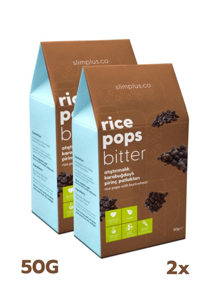 Karabuğdaylı Pirinç Patlakları Kakaolu Rice Pops Bitter – Glutensiz Vegan Katkısız (2 x 50G)