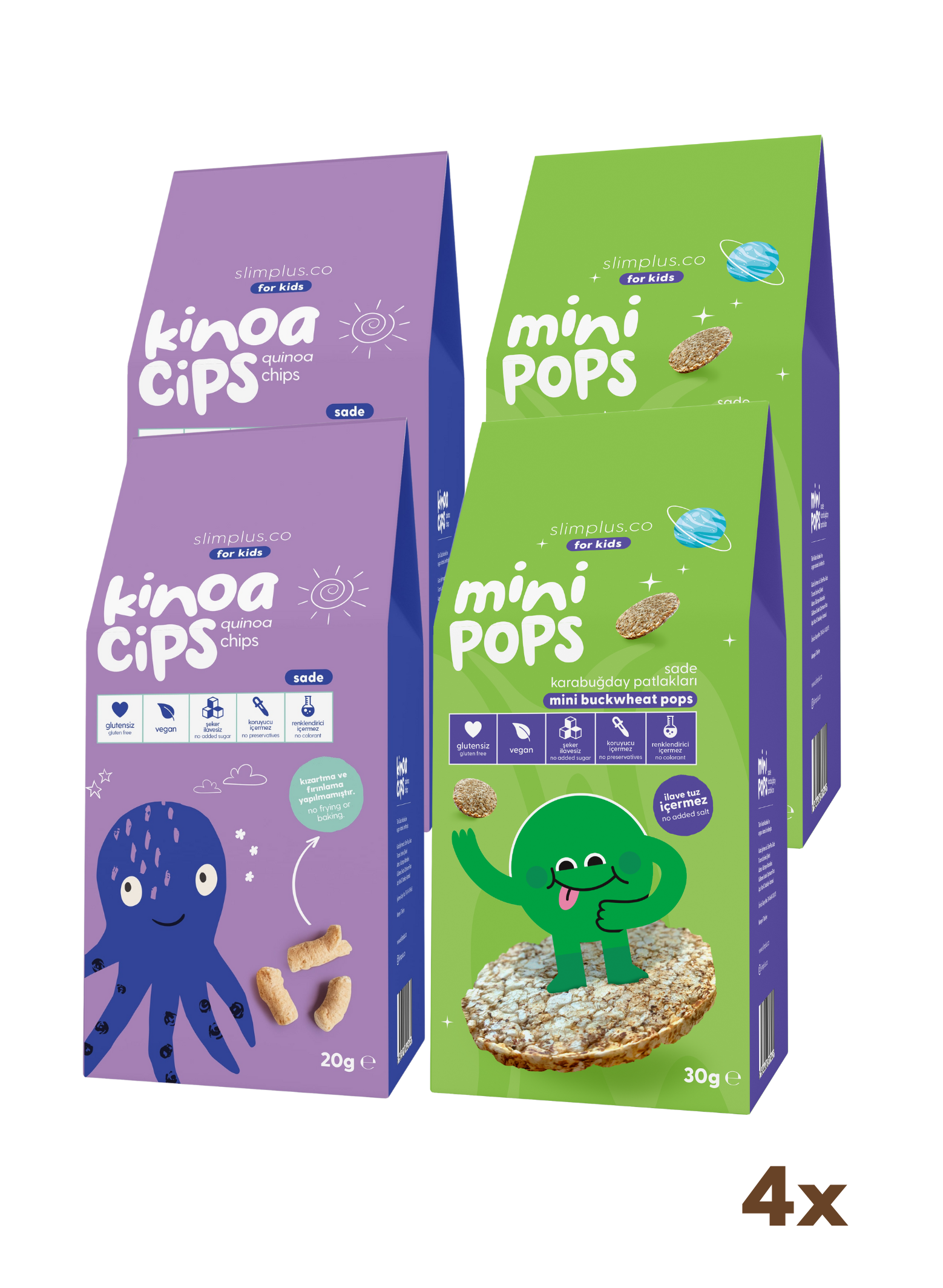 Kinoa Cipsi Bebek Ahtapot ve Karabuğday Patlakları Mini Pops – Glutensiz Vegan Çocuk Atıştırmalıkları (20G ve 30G)
