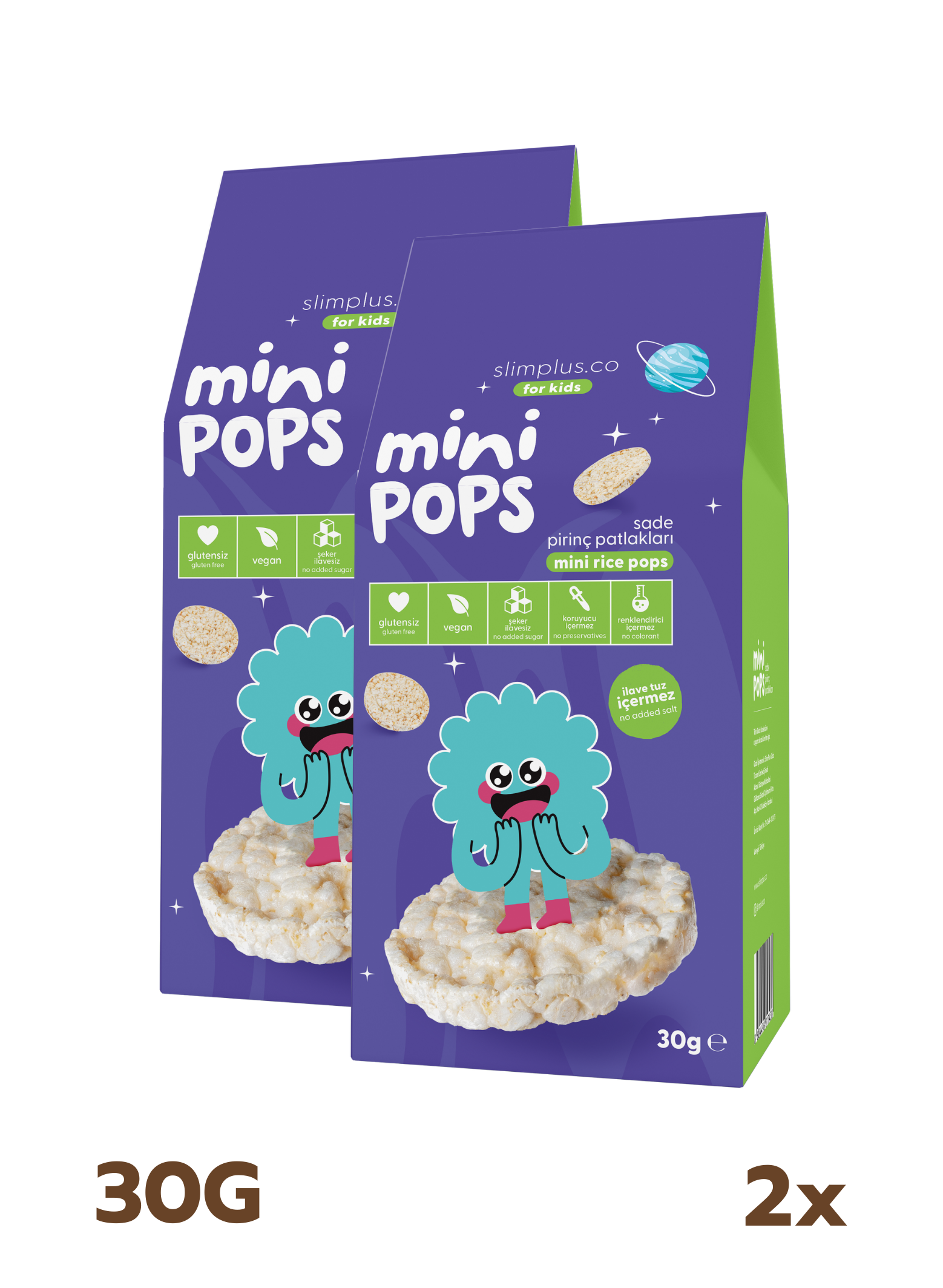 Pirinç Patlakları Mini Pops – Glutensiz Vegan Çocuk Atıştırmalıkları (2 x 30G)