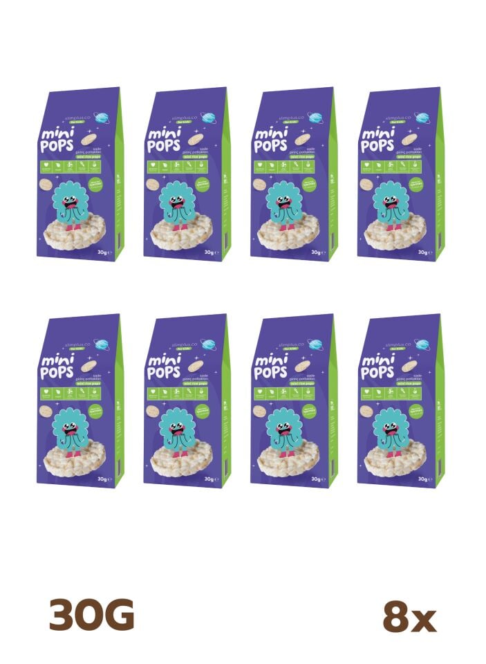 Pirinç Patlakları Mini Pops – Glutensiz Vegan Çocuk Atıştırmalıkları (8 x 30G)