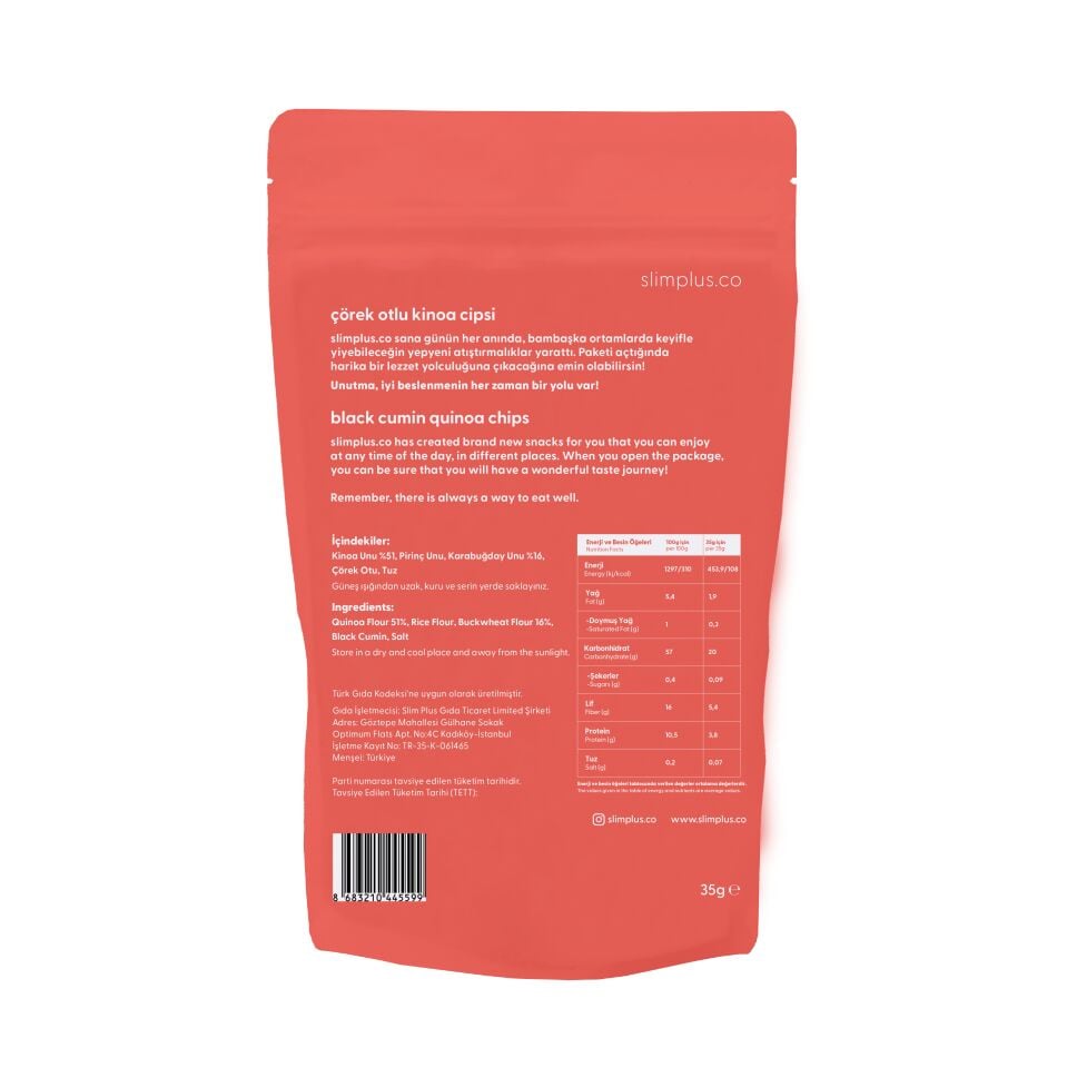 Kinoa Cipsi Çörekotlu – Glutensiz Vegan Yağsız Katkısız 35G